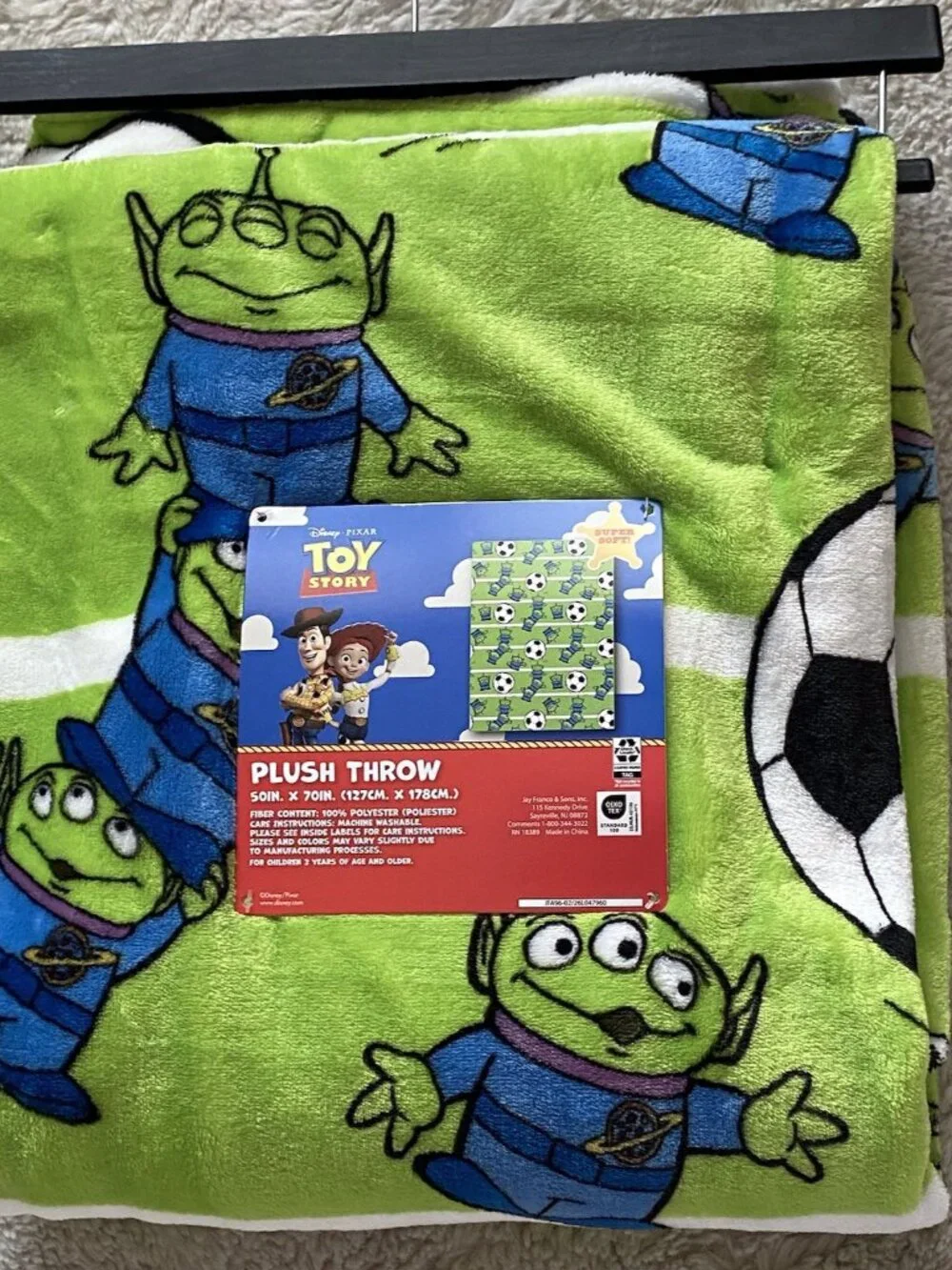 Disney Pixar Toy Story Throw Blanket The Claw Aliens & Soccer‎ Balls 50”X70” NEW